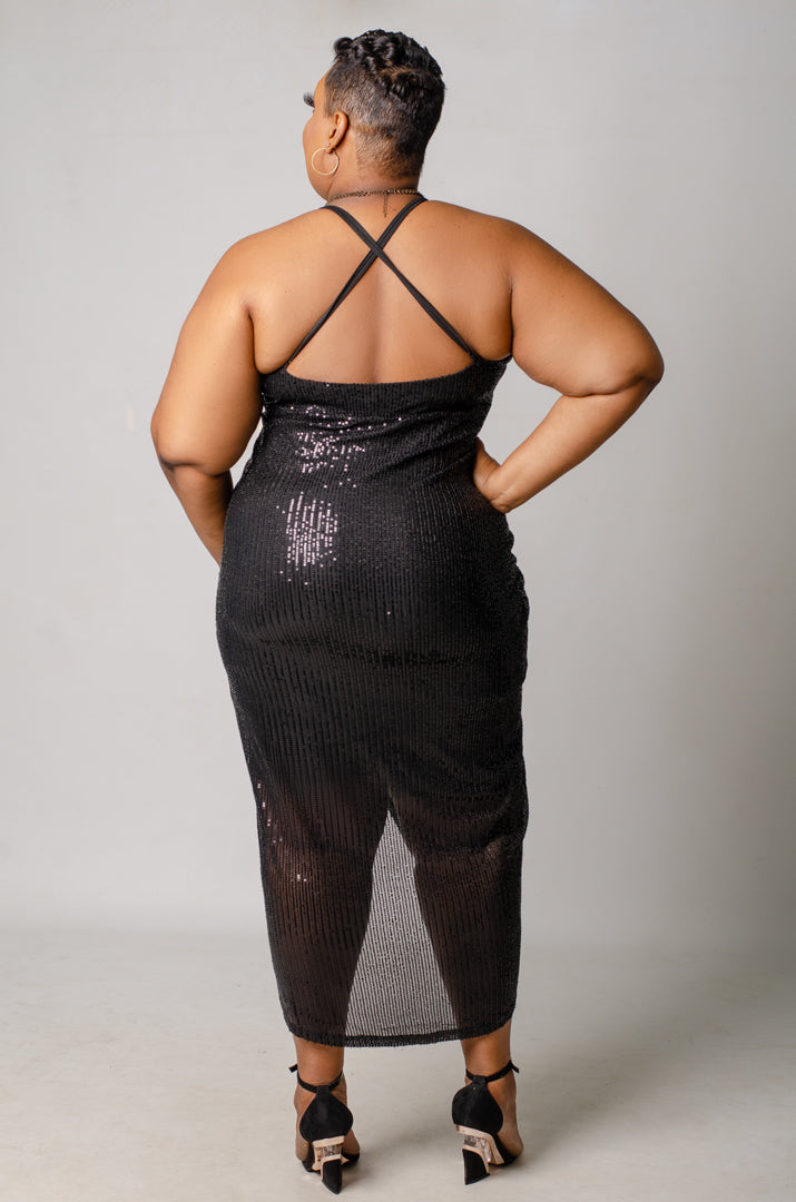 Black Cake Sequin Dress
