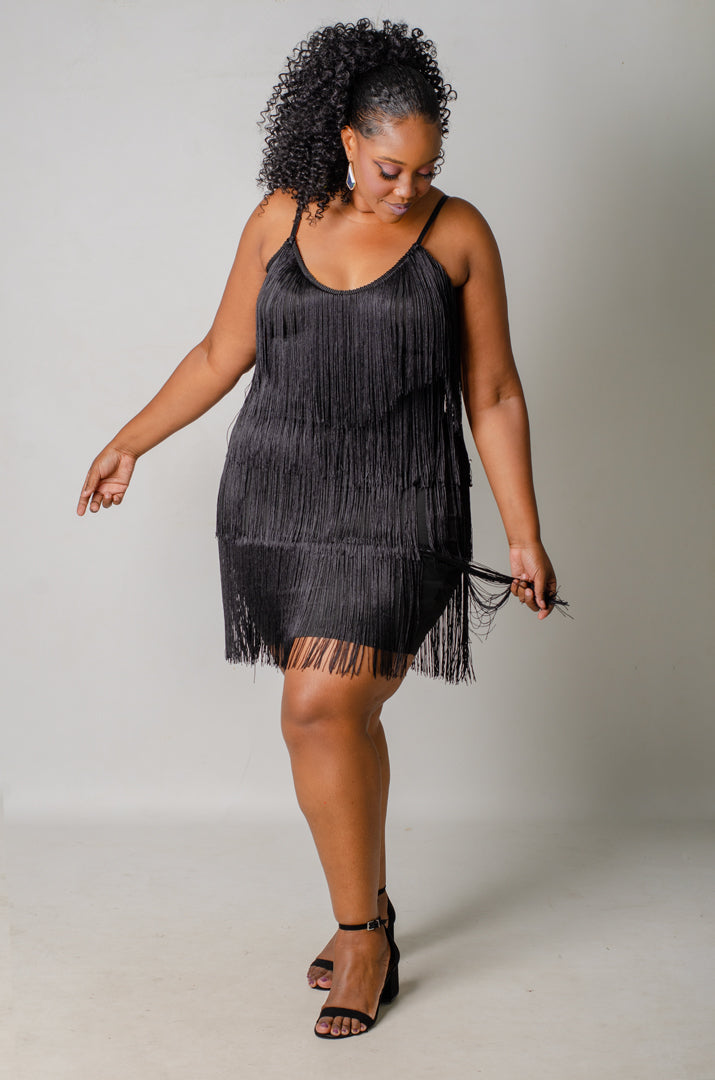 Chac Chac Fringe Dress - Black