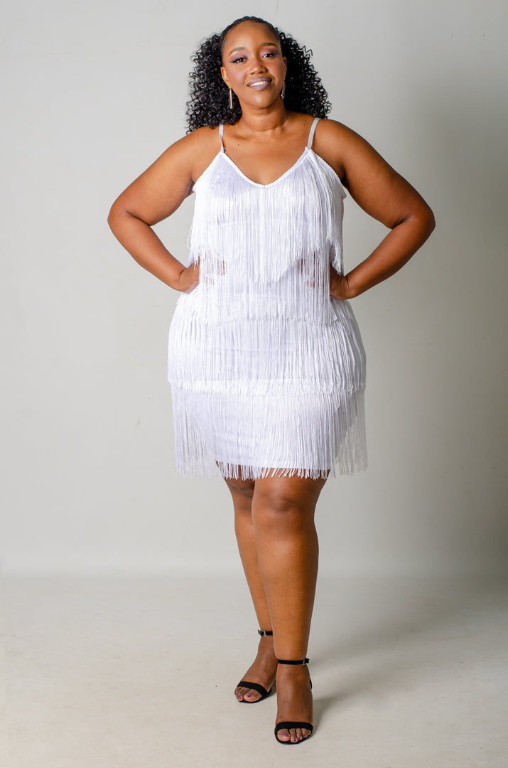 Chac Chac Fringe Dress - White