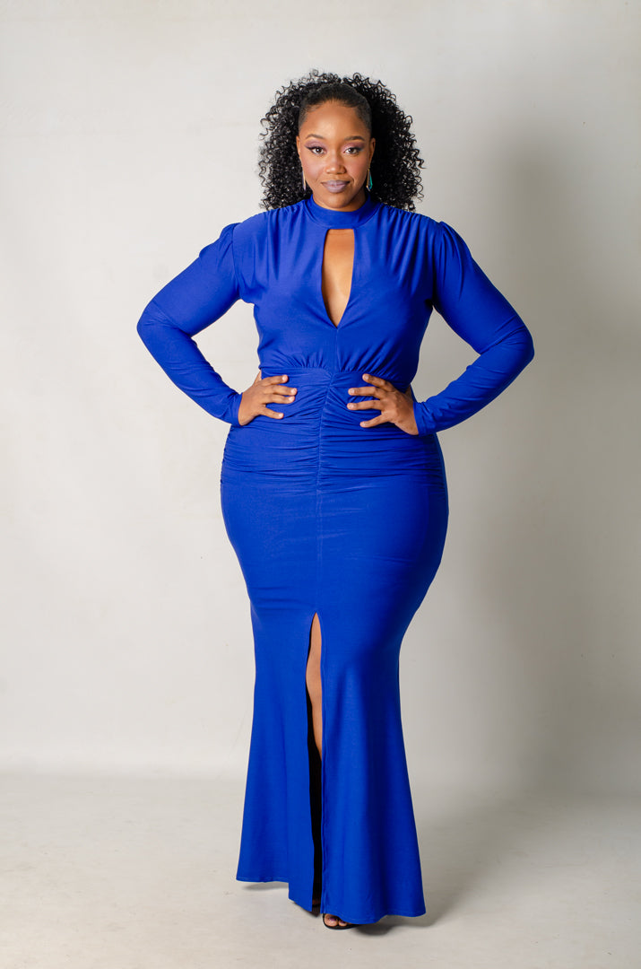 Stella Keyhole Dress - Blue