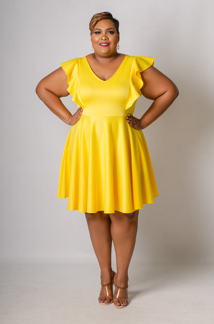 Quest Ruffled Skater Dress - Buttercup
