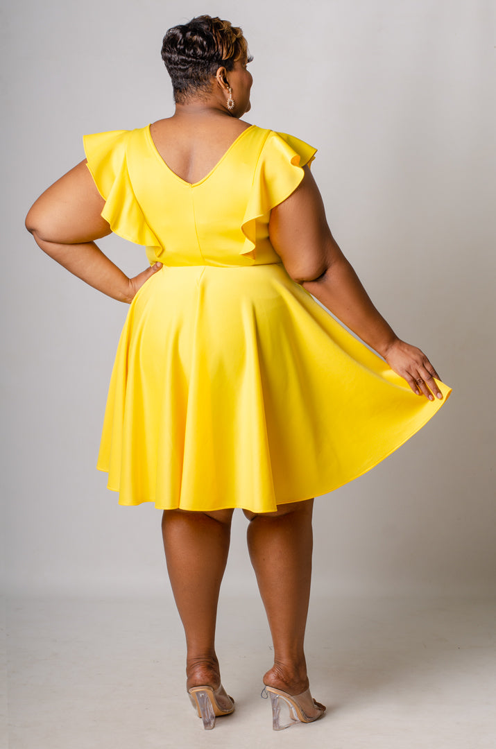 Quest Ruffled Skater Dress - Buttercup