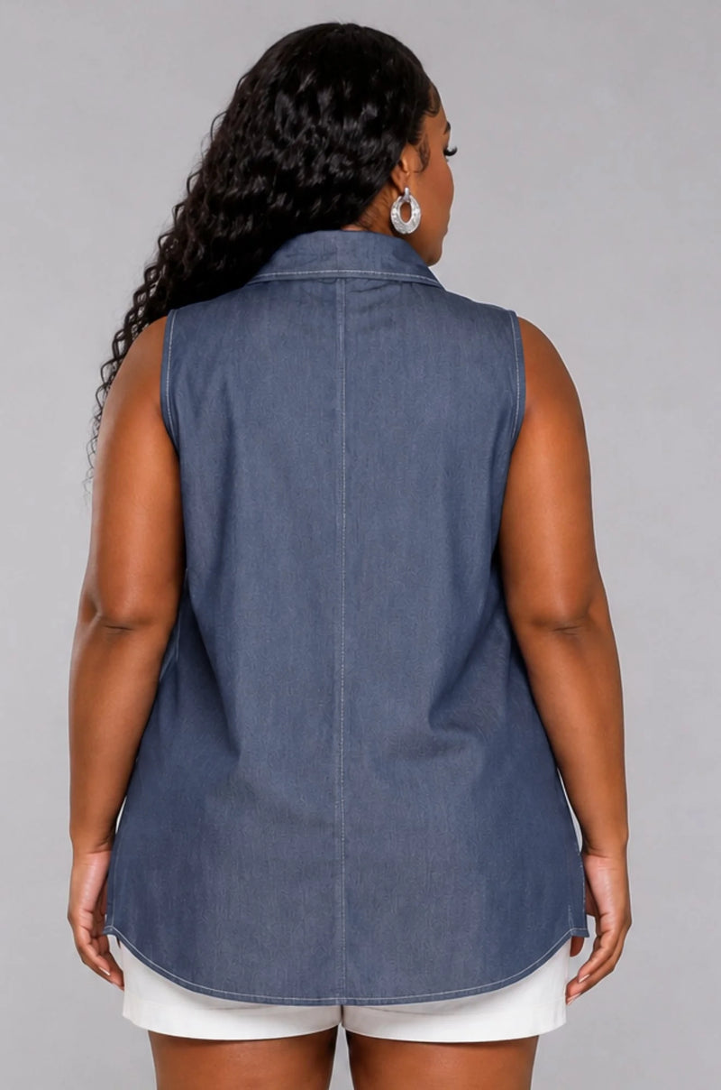 Sidebar Chambray Top
