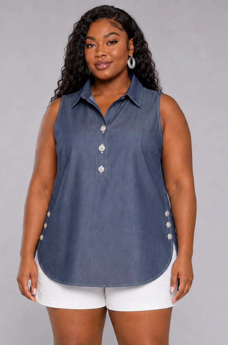 Sidebar Chambray Top