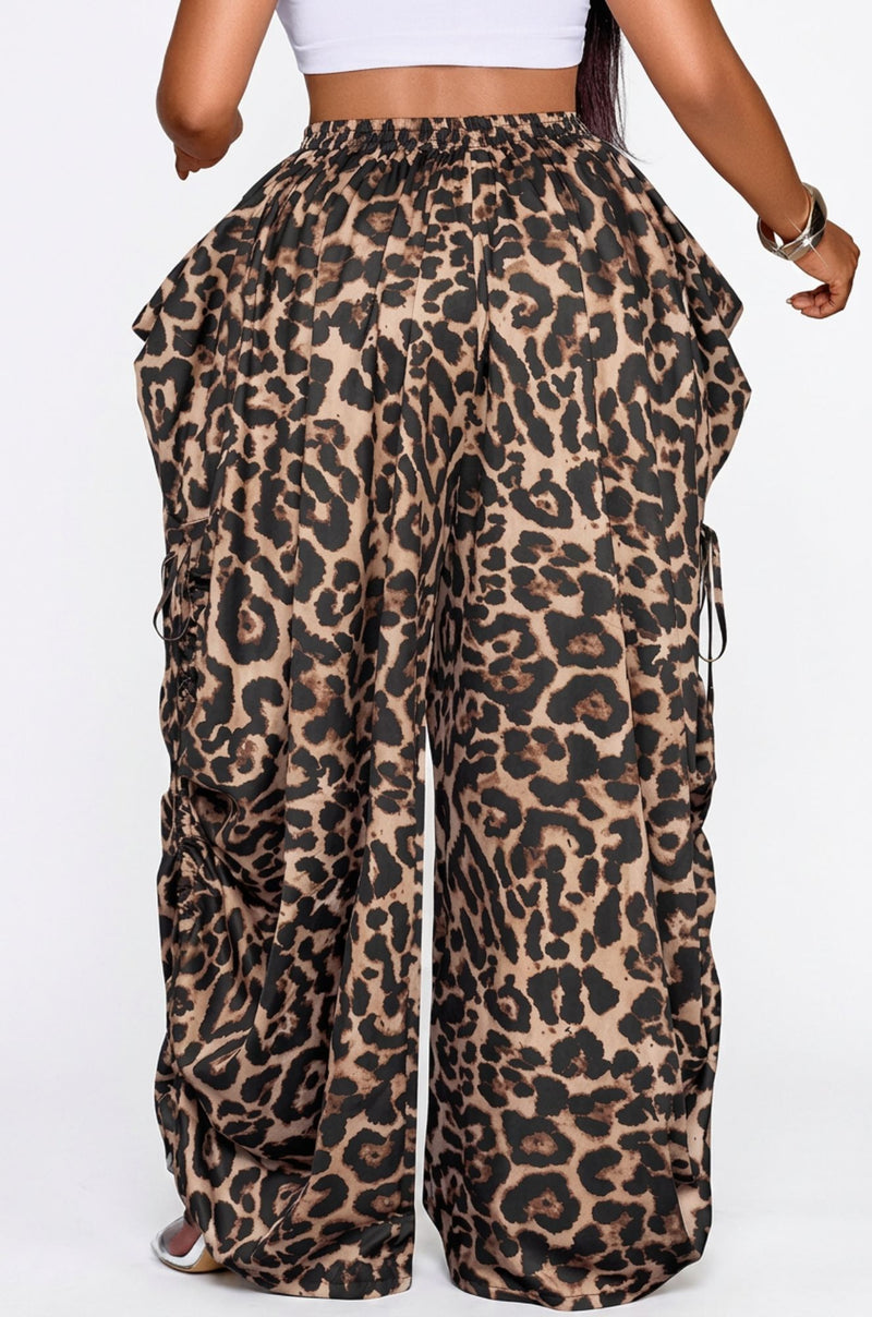 Free Spirit Wide Leg Pants - Brown Leopard