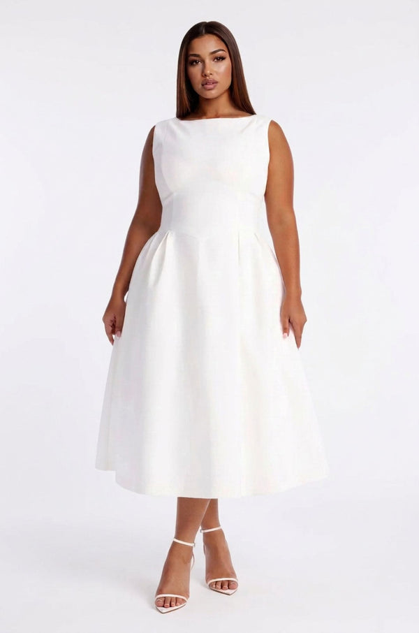 Quiet Luxury Midi Dress - White
