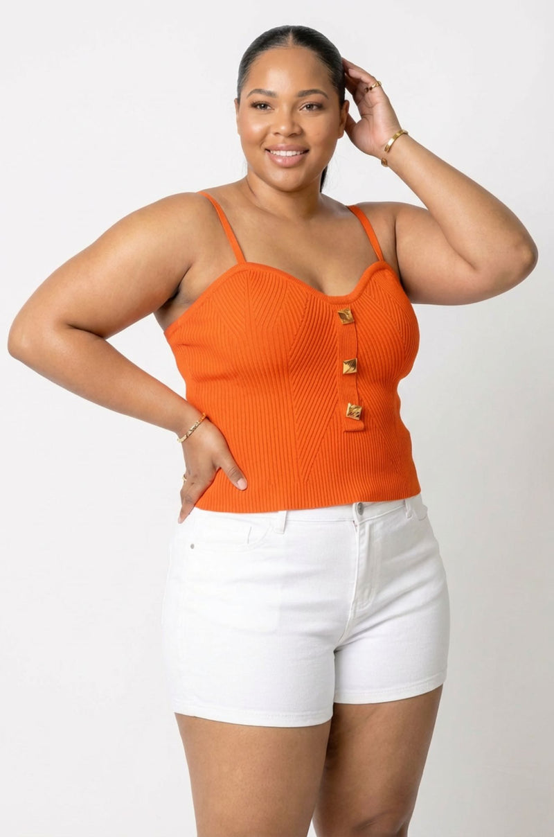 Soleil Ribbed Top - Orange