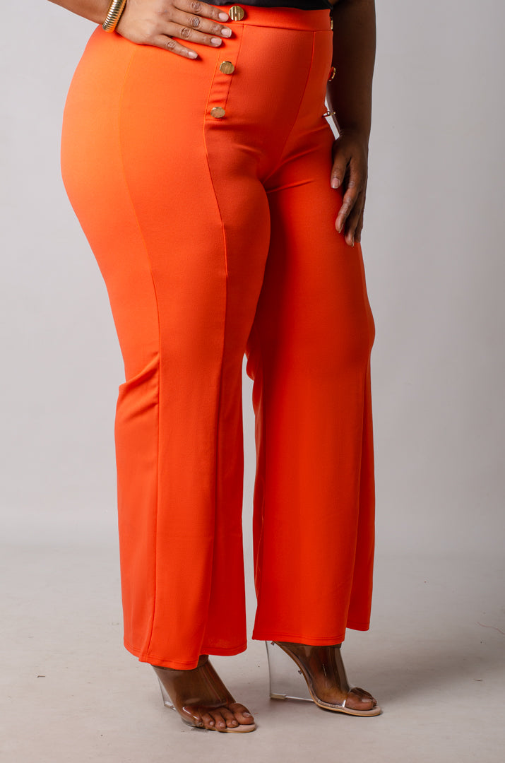 Tori High Waisted Flare Pants - Orange