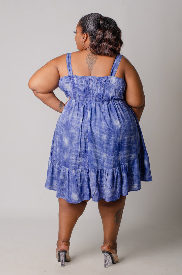 Shades of Denim Lace-Up Dress