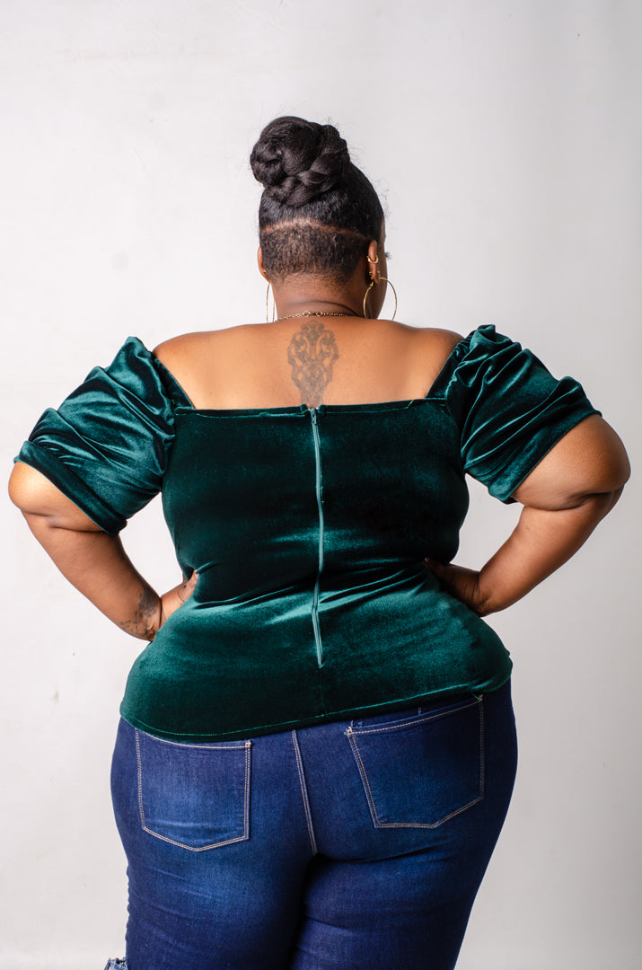 Pine Velvet Crop Top - Green