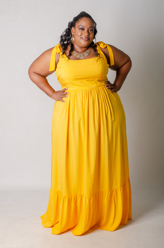 Plus size yellow maxi dress - Phierce Plus