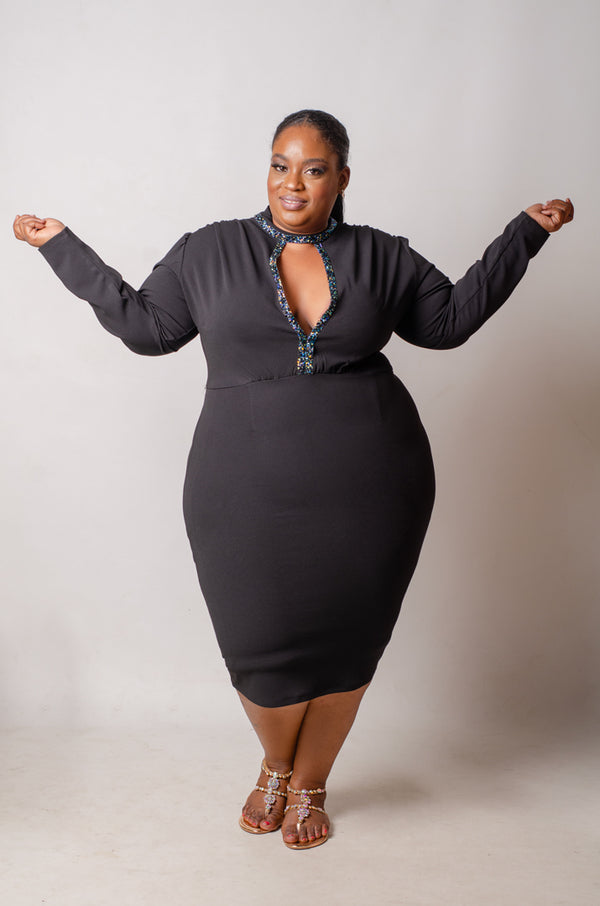 Nova Keyhole Dress - Black