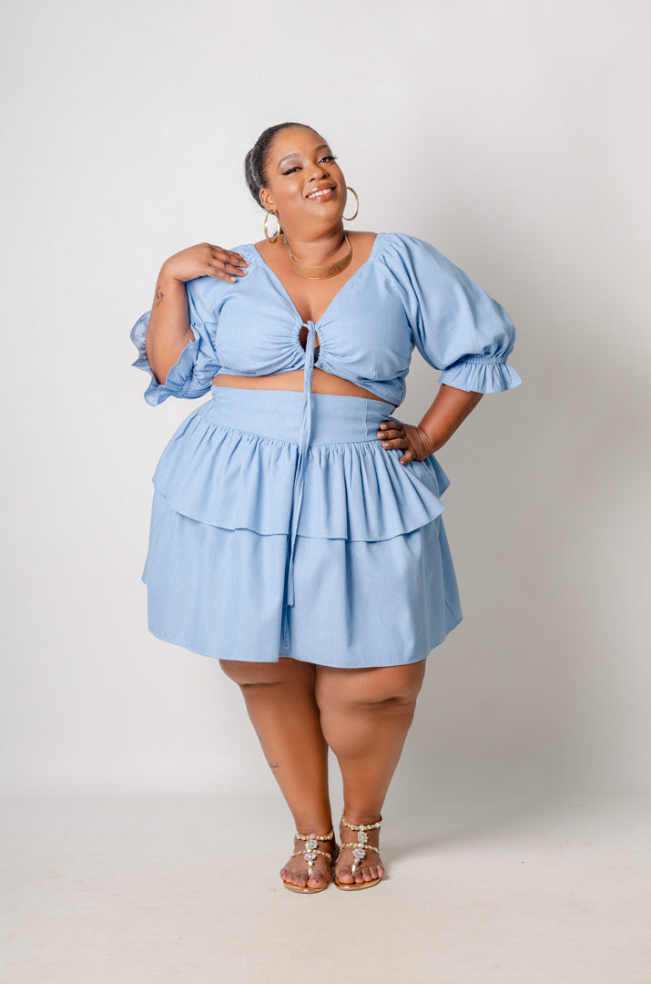 Celina Skirt Set - Light Blue