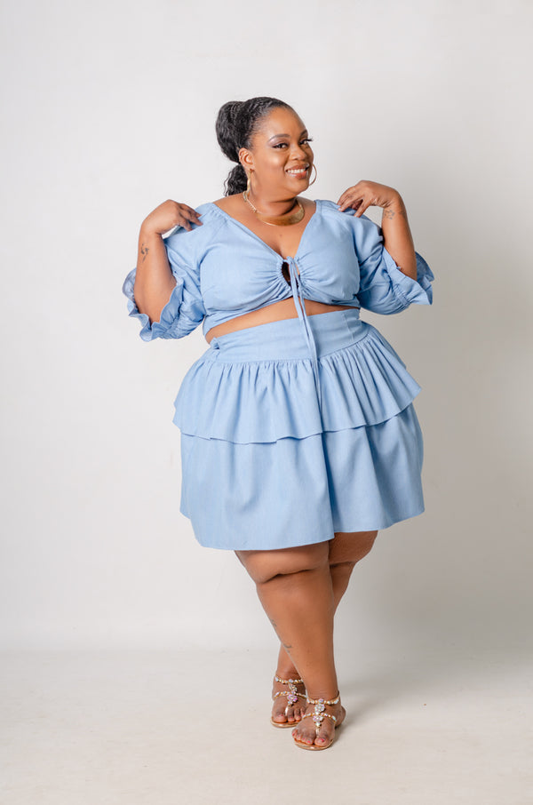 Celina Skirt Set - Light Blue