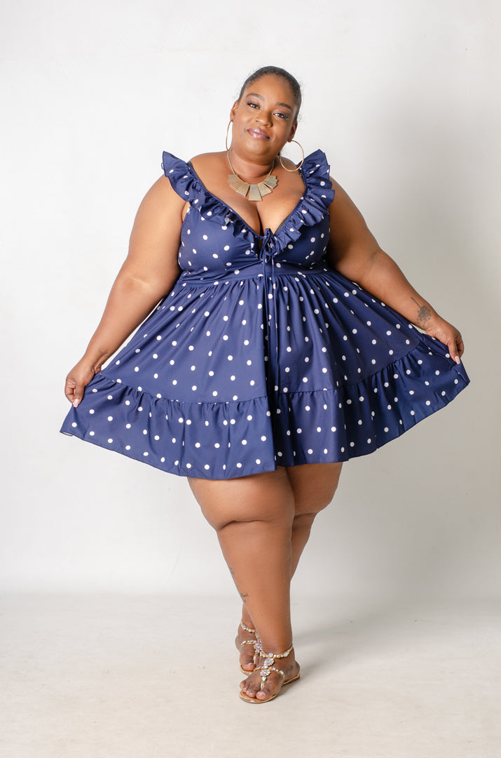 Spot On Flare Dress - Blue