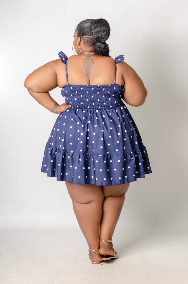 Spot On Flare Dress - Blue