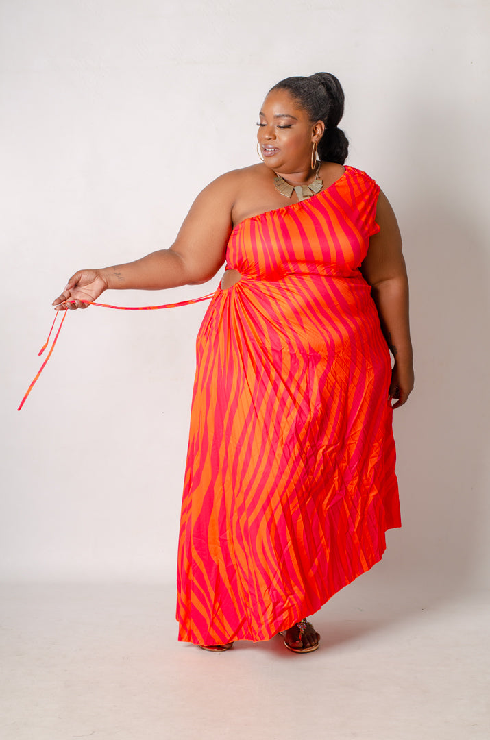 Heatwave Asymmetrical Dress - Pink / Orange