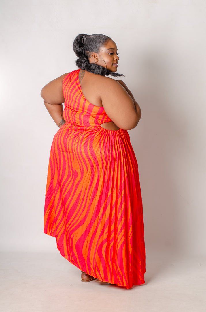 Heatwave Asymmetrical Dress - Pink / Orange