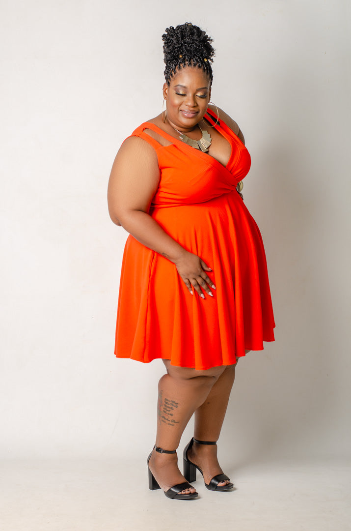 Citrus Crush Skater Dress - Orange