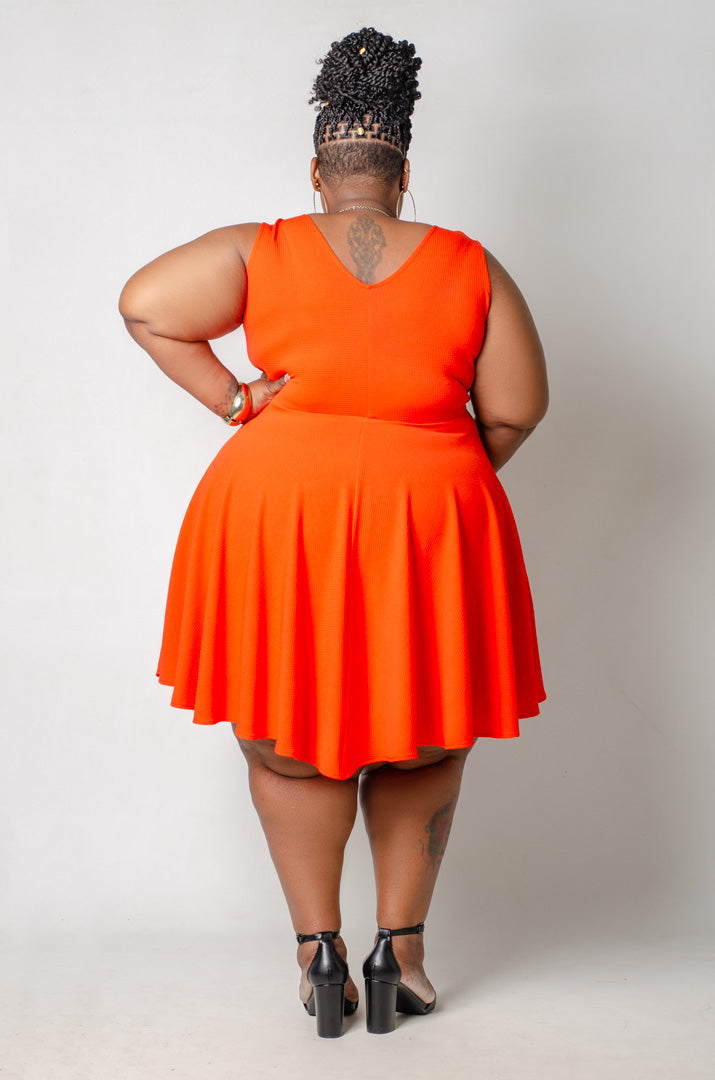 Citrus Crush Skater Dress - Orange