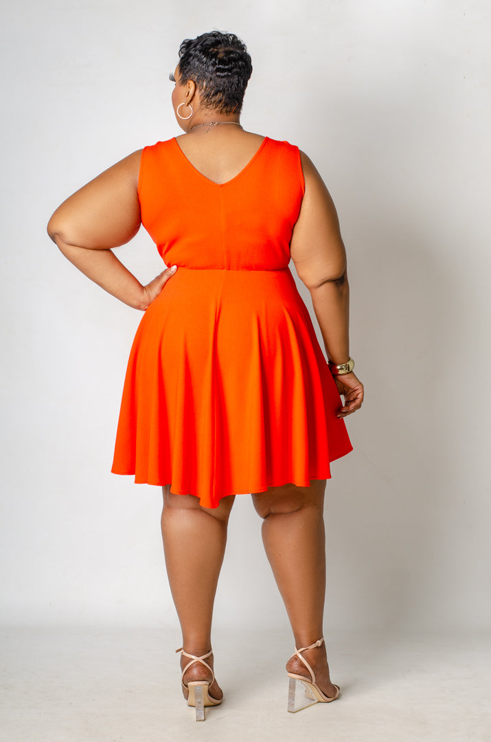 Citrus Crush Skater Dress - Orange