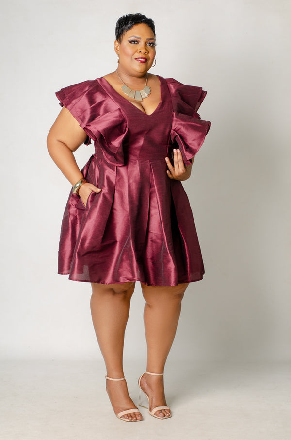 Spark Flare Dress - Dark Burgundy
