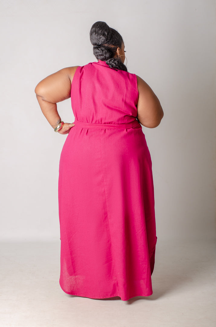 Utility Chic Maxi Dress - Magenta