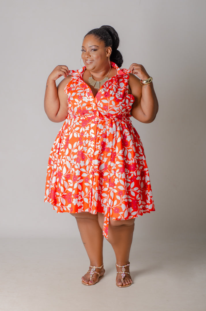 Collar Me Pretty Dress - Orange