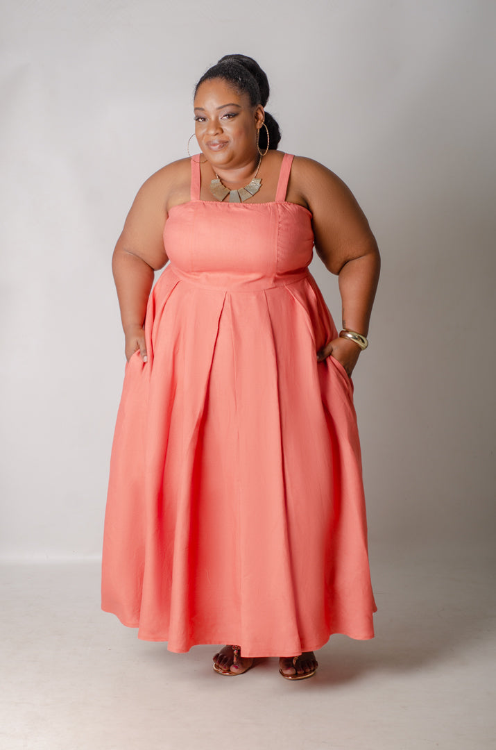 Back Story Midi Dress - Light Coral