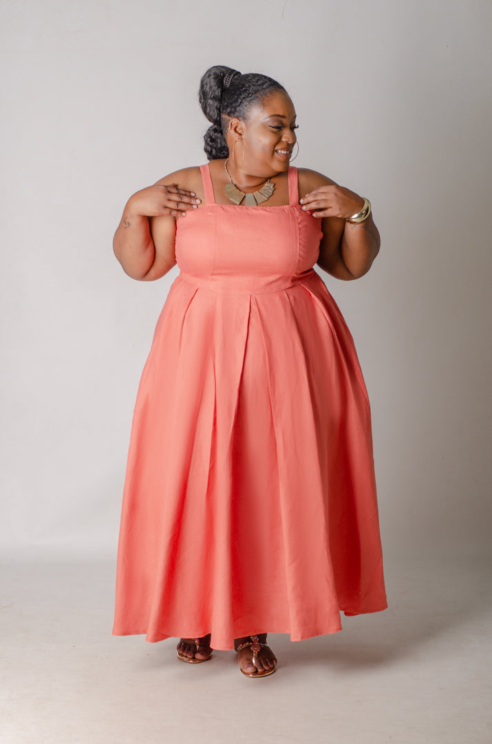 Back Story Midi Dress - Light Coral