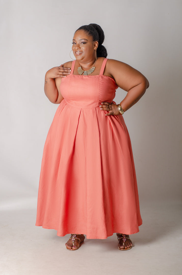 Back Story Midi Dress - Light Coral