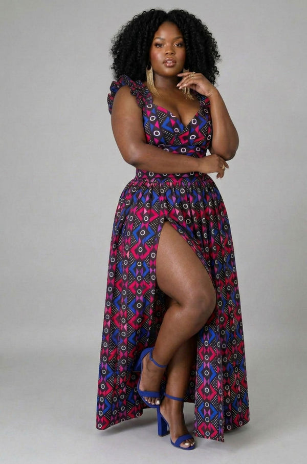 Tribal Chic Skirt Set - Pink / Purple