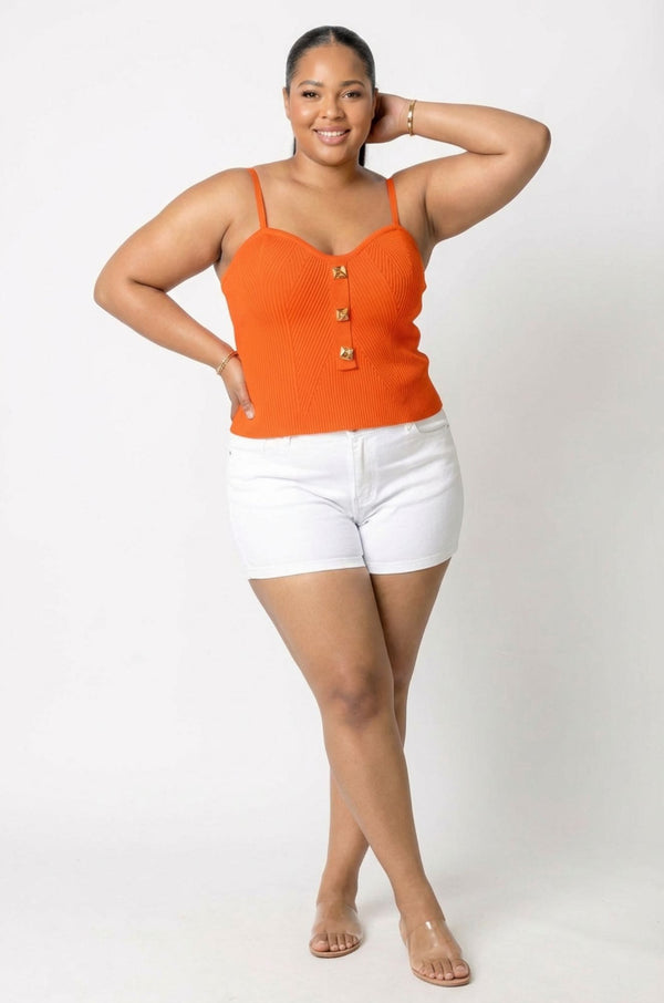 Soleil Ribbed Top - Orange