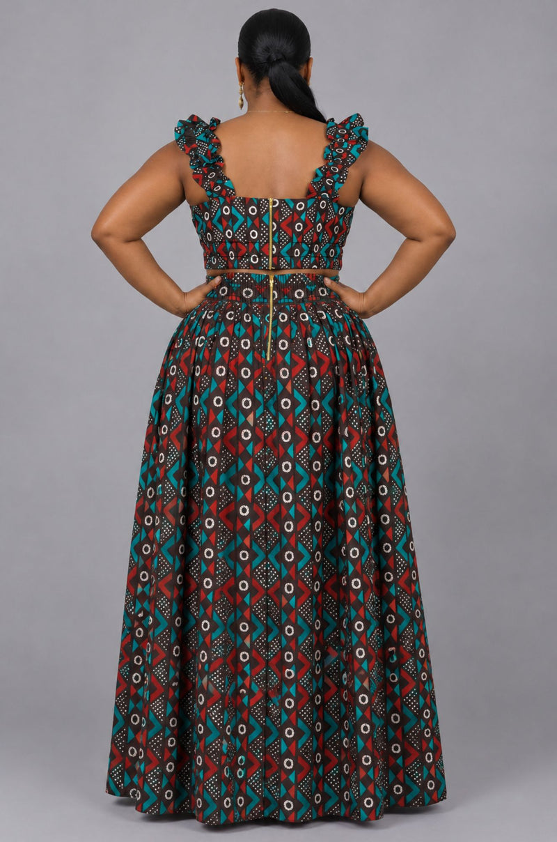 Tribal Chic Skirt Set - Red / Teal