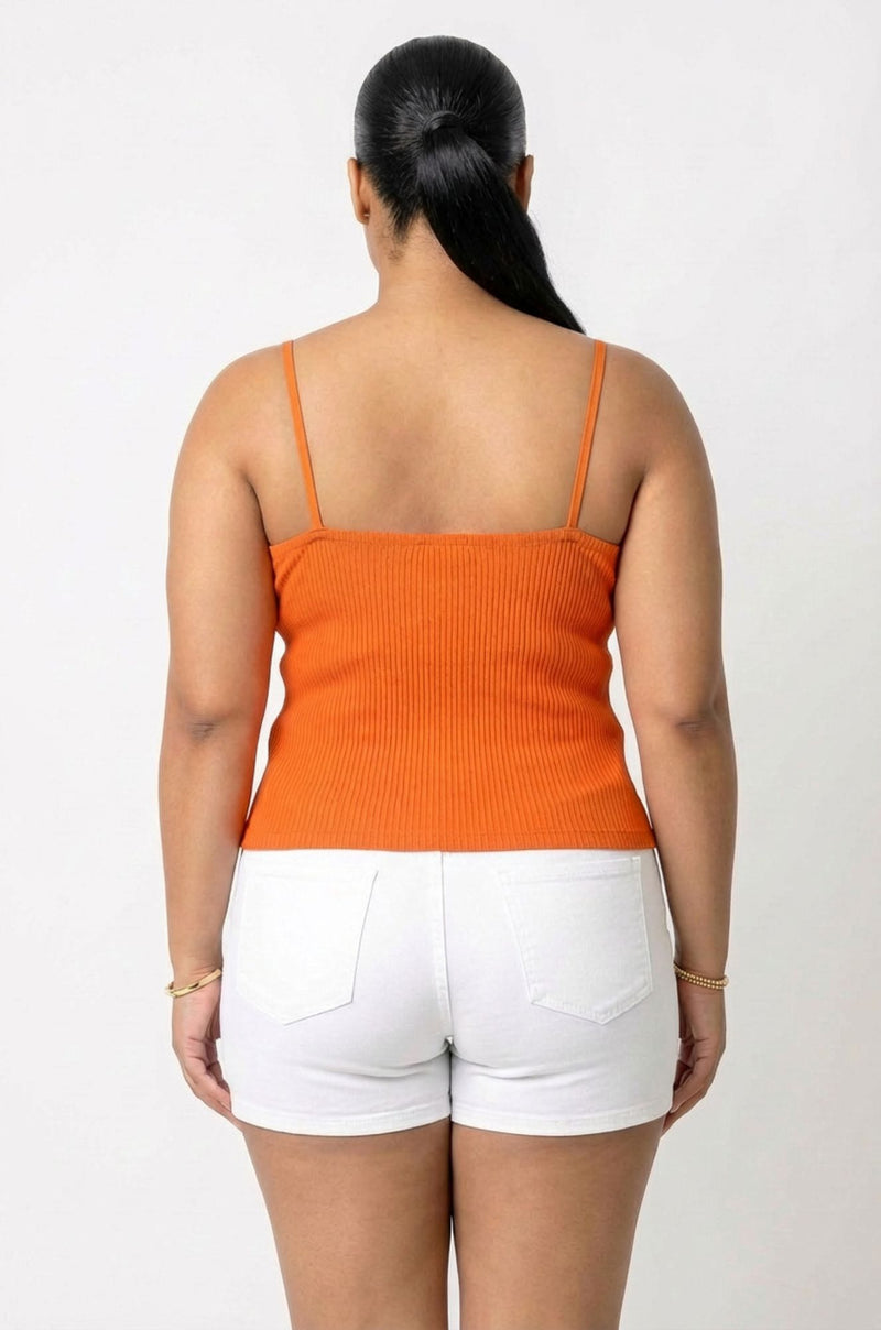 Soleil Ribbed Top - Orange