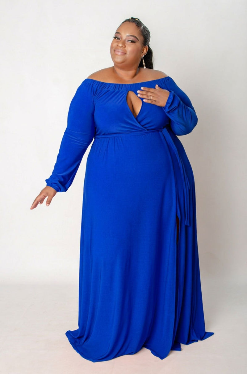 Elara Keyhole Maxi Dress - Blue