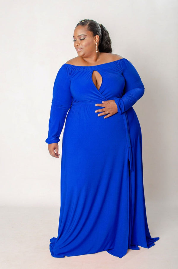 Elara Keyhole Maxi Dress - Blue