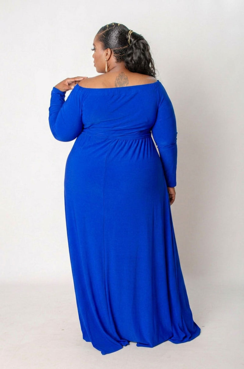 Elara Keyhole Maxi Dress - Blue