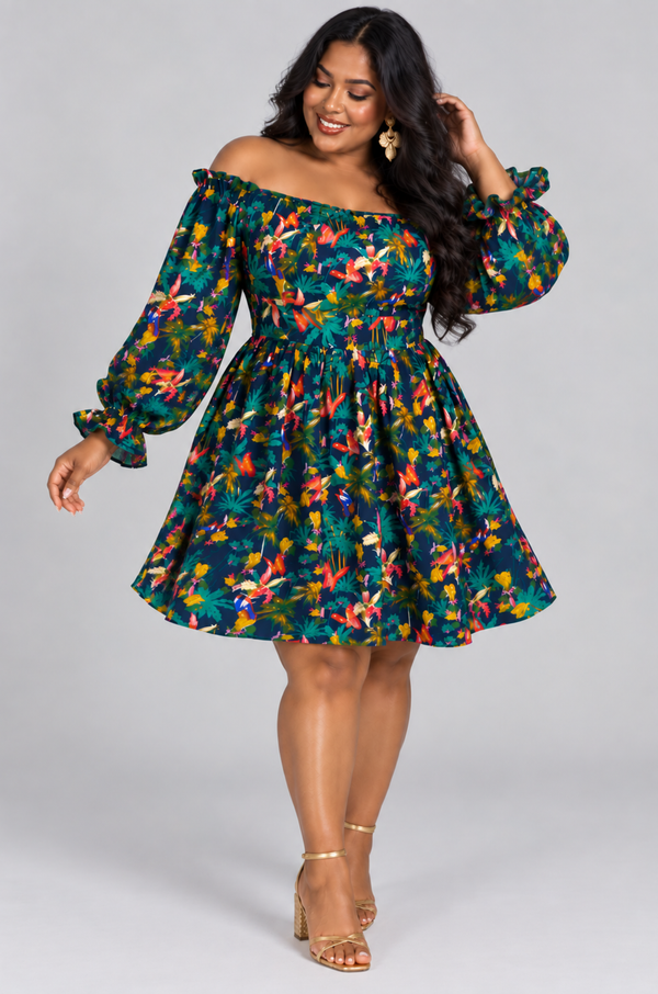 After Hours Mini Dress - Tropical Print