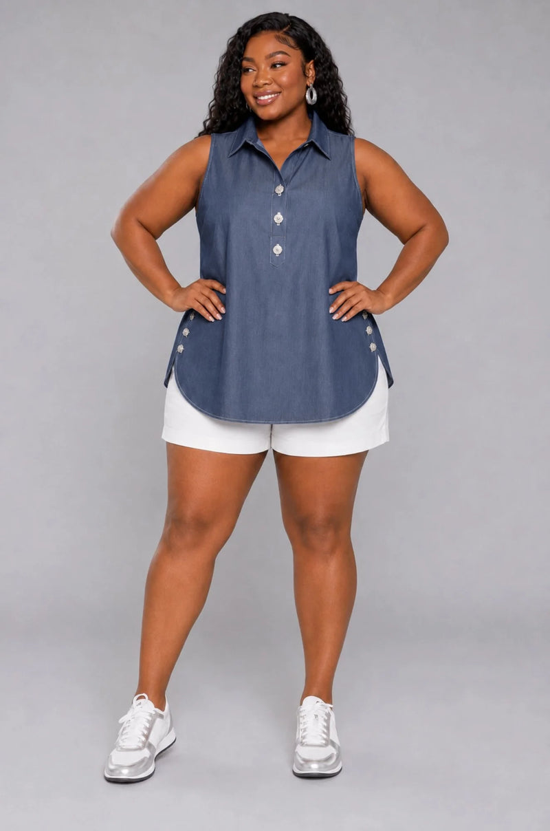 Sidebar Chambray Top