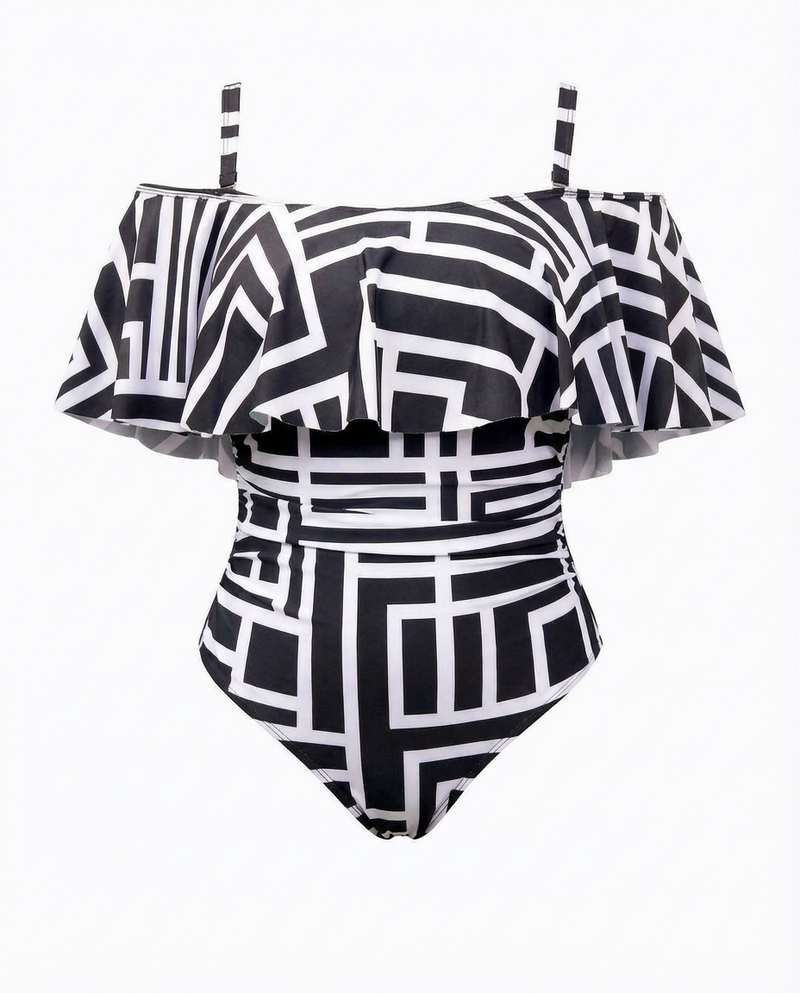 Black Maze One Piece Swimsuit