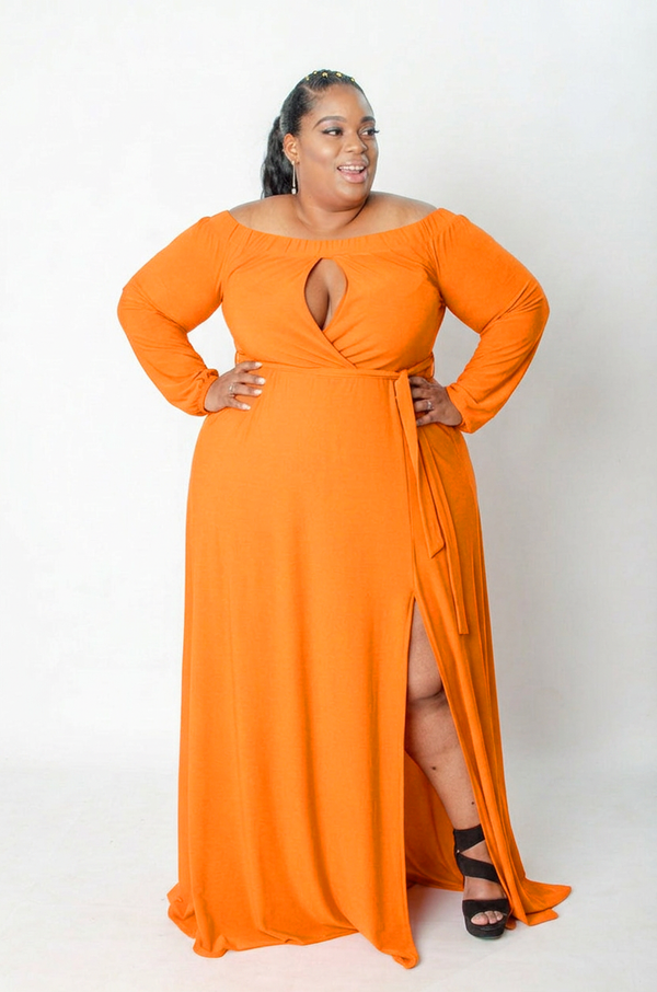 Elara Keyhole Maxi Dress - Orange