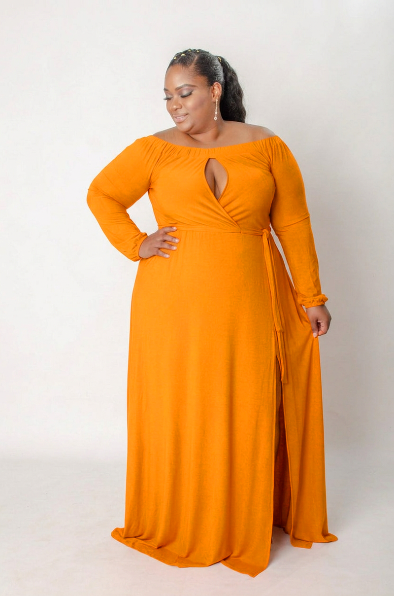 Elara Keyhole Maxi Dress - Orange