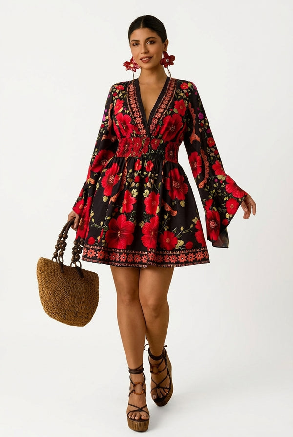 Red Dahlia Bell Dress