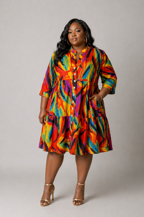 Tropic Pop Tiered Dress