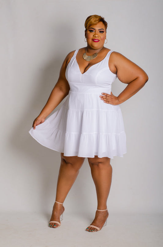 Neveah Tiered Dress - White